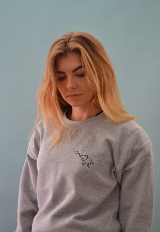 EMBROIDERED ELEPHANT SWEATER
