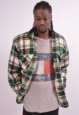 MENS VINTAGE JACKET XL GREEN CHECK 90S