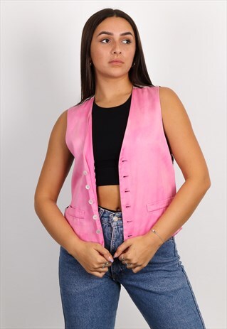 VINTAGE MOSCHINO WAISTCOAT TOP IN PINK