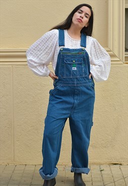 Liberty Mid Wash Blue Denim Relaxed Fit Dungaree Overalls