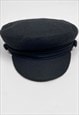 NEW VINTAGE STYLE BLACK WOOL MIX BAKER BOY FIDDLER HAT XL