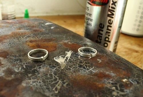 Soldering together some sterling silver rings