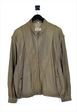 Vintage Bally Leather Bomber Jacket Gilet Vest Size 52 L 