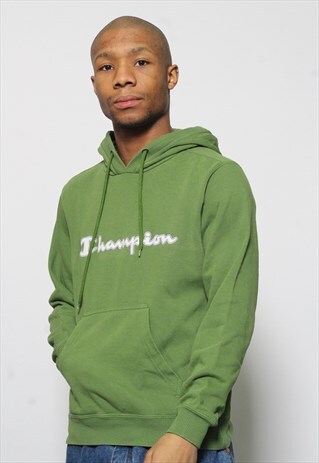 VINTAGE CHAMPION LOGO HOODIE GREEN