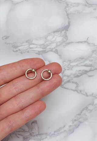 GOLD STEEL RING SET OF 2 SMALL HOOP EAR TRAGUS BODY JEWELRY