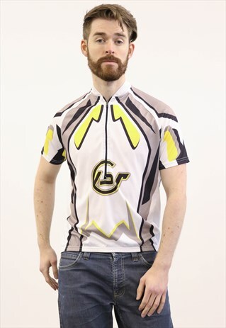 VINTAGE 1980S WHITE, GREY AND YELLOW SPORTS T-SHIRT
