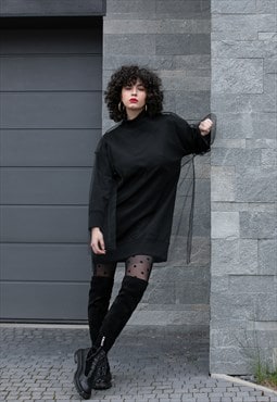 Black Oversized Avant Garde Loose Fit Winter Dress