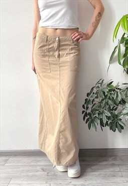 Vintage Y2K Beige Long Summer Slim Fit Maxi Skirt