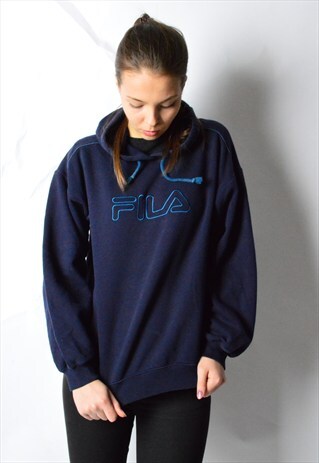 VINTAGE 90S NAVY BLUE FILA HOODIE