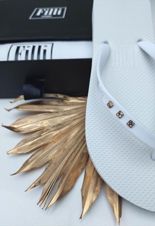 Monaco Luxury Crystal Flip Flops in White