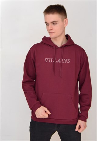 BURGUNDY VILLAINS LINED (WHITE) HOODIE