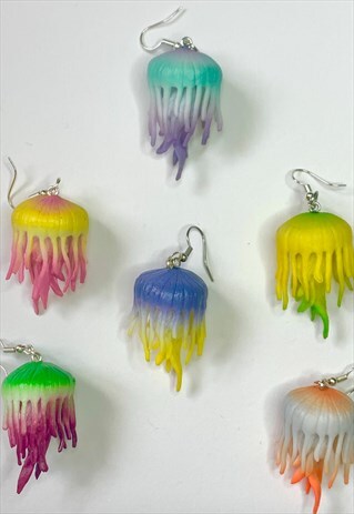 HANDMADE CUTE&WEIRD FUNKY FESTIVAL UNISEX JELLYFISH EARRING
