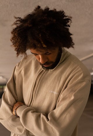 VINTAGE 90'S CARHARTT ZIP UP JACKET IN BEIGE / CREAM