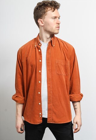 VINTAGE CORDUROY CORD SHIRT ORANGE