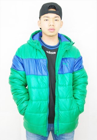 PUMA PADDED PUFFER JACKET/COAT (1990'S/BLUE/TURQUOISE)