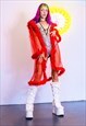 RED FAUX FUR MESH KIMONO FESTIVAL PARTY RAVE