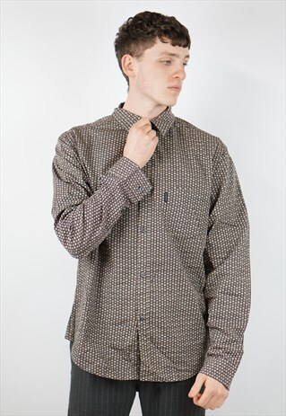 VINTAGE CALVIN KLEIN BROWN PATTERNED SHIRT