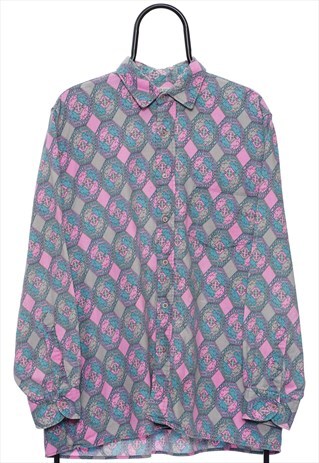 VINTAGE OPEN ENTERPRISE PATTERNED PINK SHIRT MENS