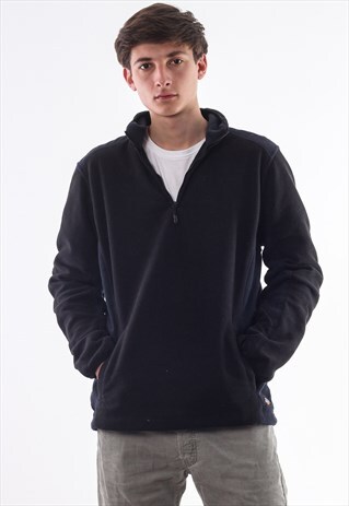 VINTAGE DICKIES PULLOVER HALF ZIP JACKET 90S BLACK
