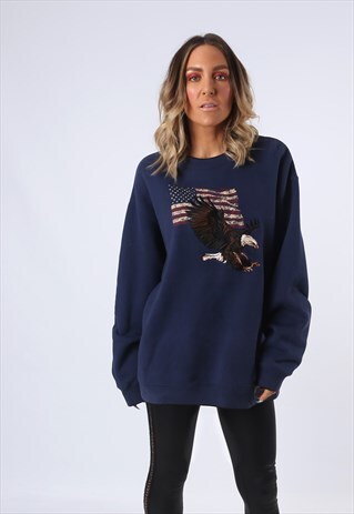 SWEATSHIRT JUMPER OVERSIZED USA EAGLE LOGO UK 18 (HD1A)