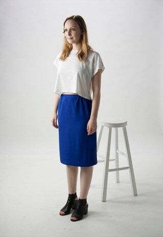 VINTAGE COBALT BLUE SKIRT / HIGH WAISTED STRAIGHT SKIRT
