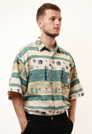 VINTAGE OLDSCHOOL RARE PATTERN COTTON SHIRT 15049