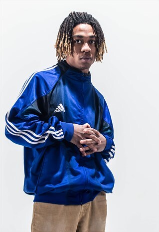 VINTAGE 90S ADIDAS TRACK TOP IN BLUE