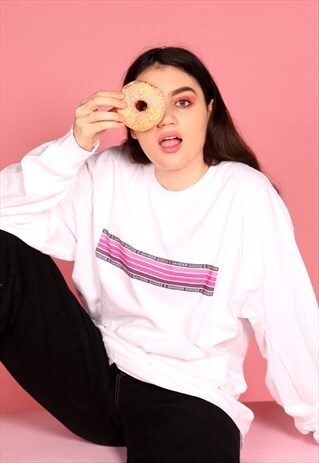 G&G UNISEX WHITE CHUNKY PINK LINO L/S TEE