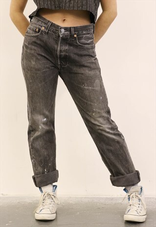 LEVI'S VINTAGE GREY PAINT 501 MOM JEANS