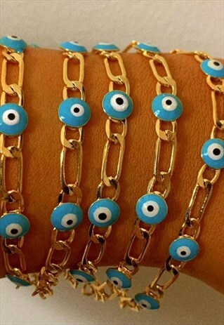 LEILA EVIL EYE BRACELET - BLUE