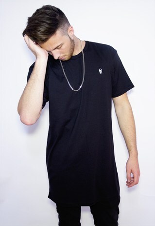 'YIN THE YANG OUT' LONGLINE BLACK T-SHIRT