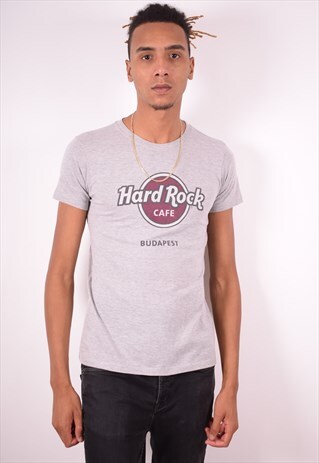 HARD ROCK CAFE MENS VINTAGE BUDAPEST T-SHIRT TOP MEDIUM GREY