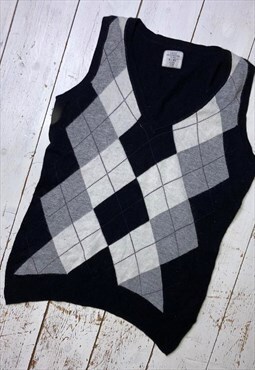 knitted argyle preppy y2k vest top jumper 