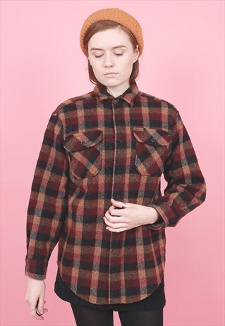 VINTAGE WOOLRICH CHECK LUMBERJACK SHIRT /R12394