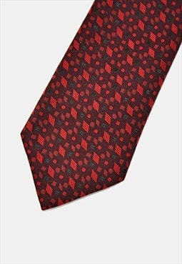 80s geometric patterned tie red maroon retro modern necktie