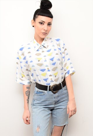 VINTAGE 90'S FUNKY RETRO PATTERNED OVERSIZED SHIRT