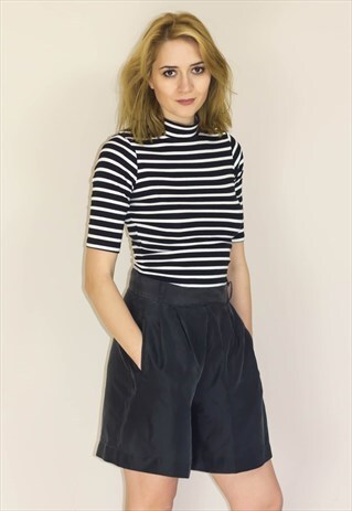 VINTAGE 90'S STRIPED STRETCHY TURTLE NECK