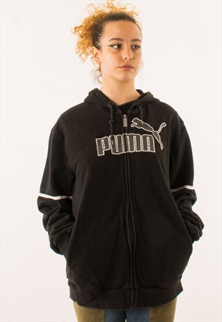 VINTAGE BLACK PUMA SPELLOUT HOODIE