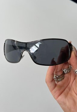 Vintage Y2k Sunglasses Oversized Large Visor Round 2000s