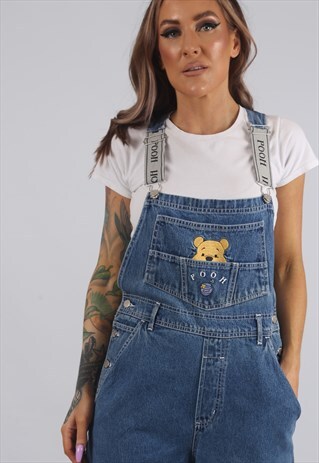 VINTAGE DISNEY DENIM DUNGAREES WINNIE THE POOH 10 - 12 (42L)