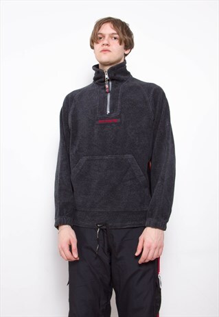 VINTAGE 90S FLEECE POLO JUMPER ID:3365