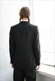 VINTAGE 70'S BLACK WOOL SUIT BLAZER JACKET