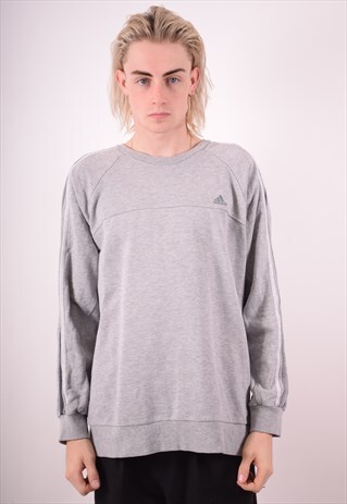 ADIDAS MENS VINTAGE SWEATSHIRT JUMPER XL GREY 90S