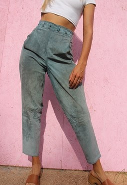 Suede Trousers in Blue