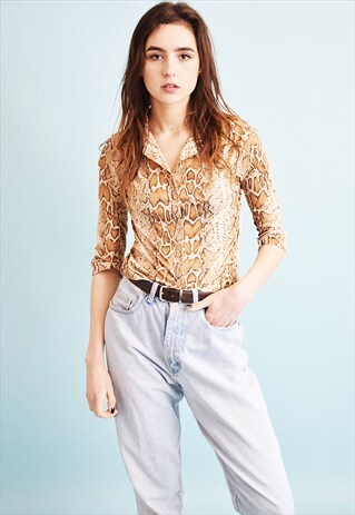 90'S RETRO ANIMAL PRINT KITSCH PARTY TEEN TOP BLOUSE