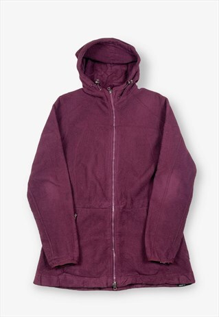 Vintage hooded zip fleece jacket burgundy small BV15453