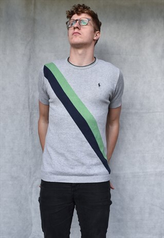 VINTAGE KNITTED MUSCLE FIT T SHIRT SIZE M