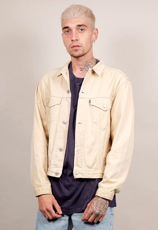 VINTAGE 90'S LEVI'S PALE YELLOW DENIM JACKET
