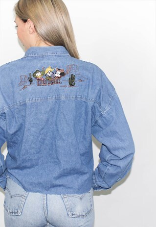 VINTAGE 90'S DISNEY WORLD EMBROIDERED DENIM SHIRT