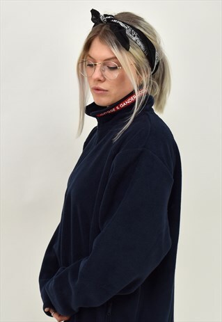 G&G UNISEX NAVY/RED STRIP 1/4 ZIP FLEECE